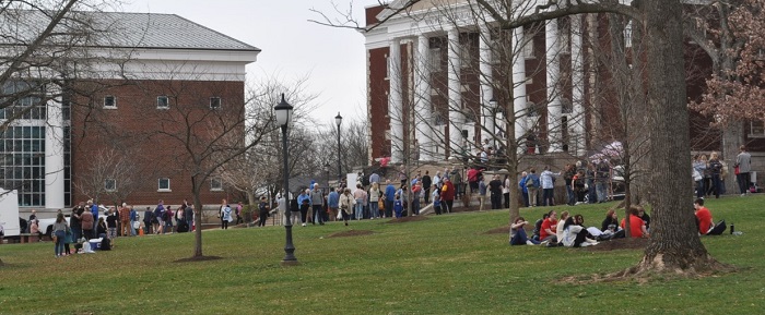 Asbury entrance during 2023 outpouring Wilmore KY